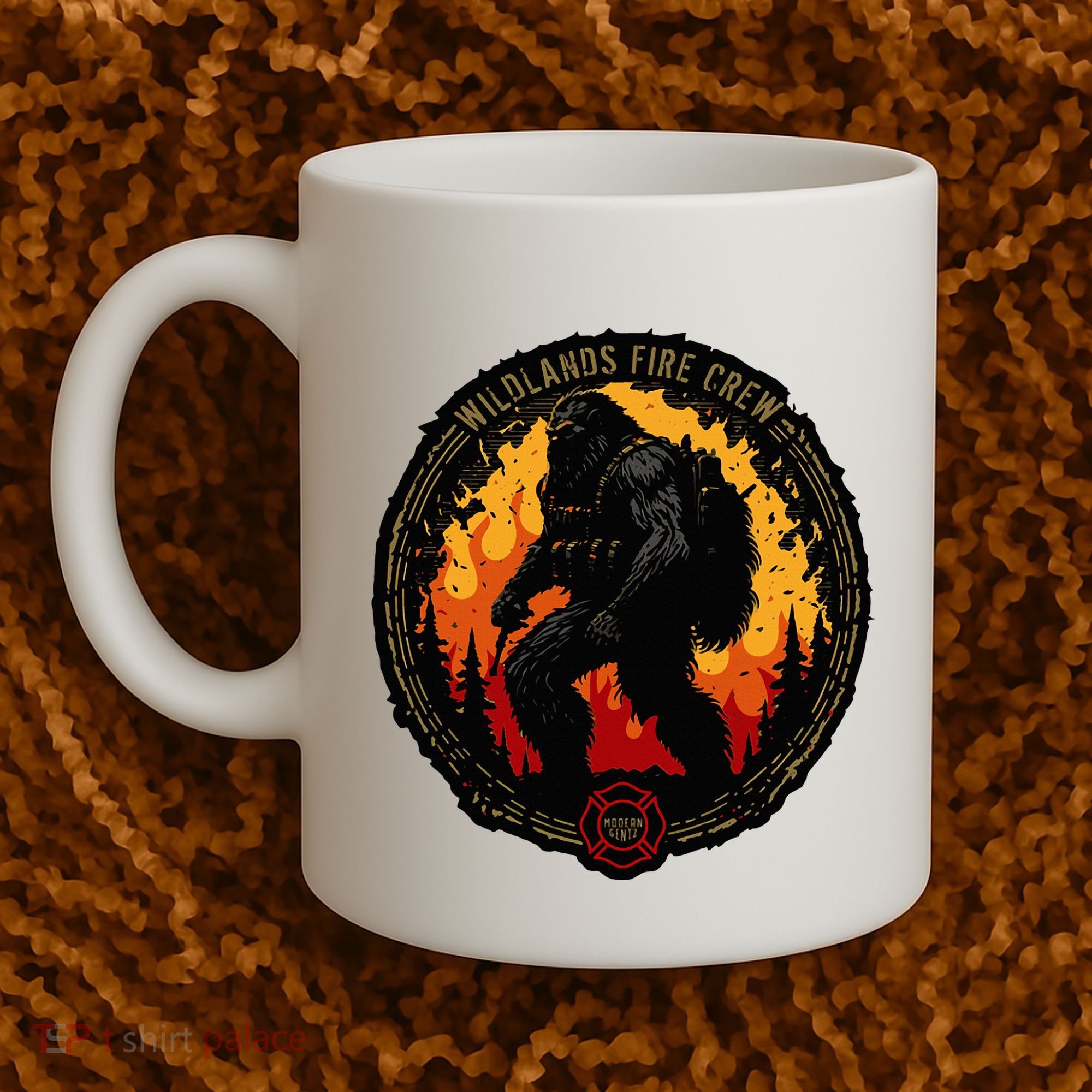 Retro Bigfoot Wildland Firefighter Sasquatch Fireman Coffee Mug