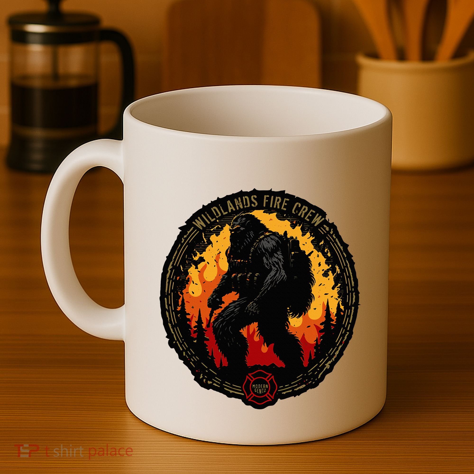 Retro Bigfoot Wildland Firefighter Sasquatch Fireman Coffee Mug