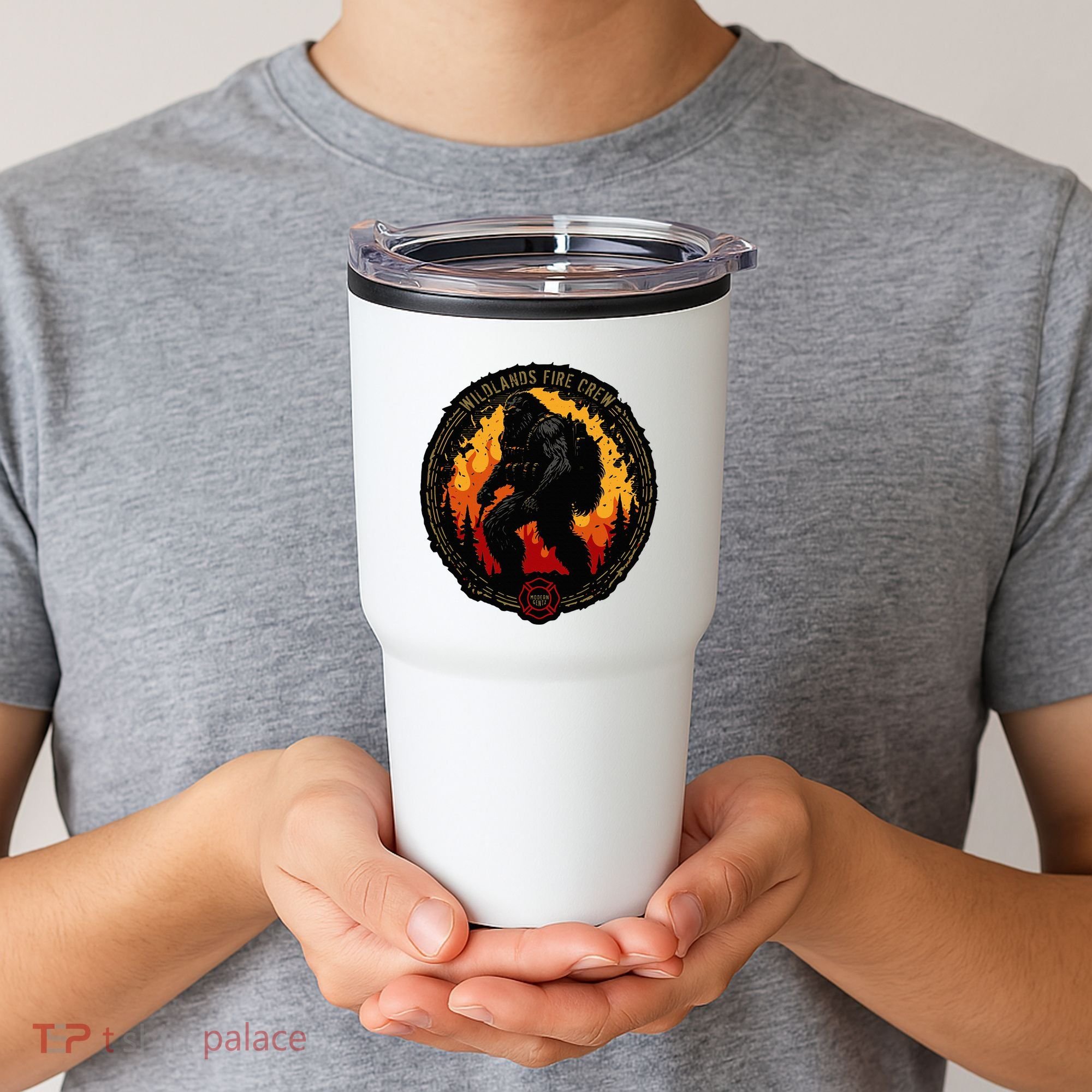 Retro Bigfoot Wildland Firefighter Sasquatch Fireman Tumbler