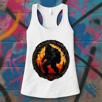 Retro Bigfoot Wildland Firefighter Sasquatch Fireman Women's Tank Top thumb 3