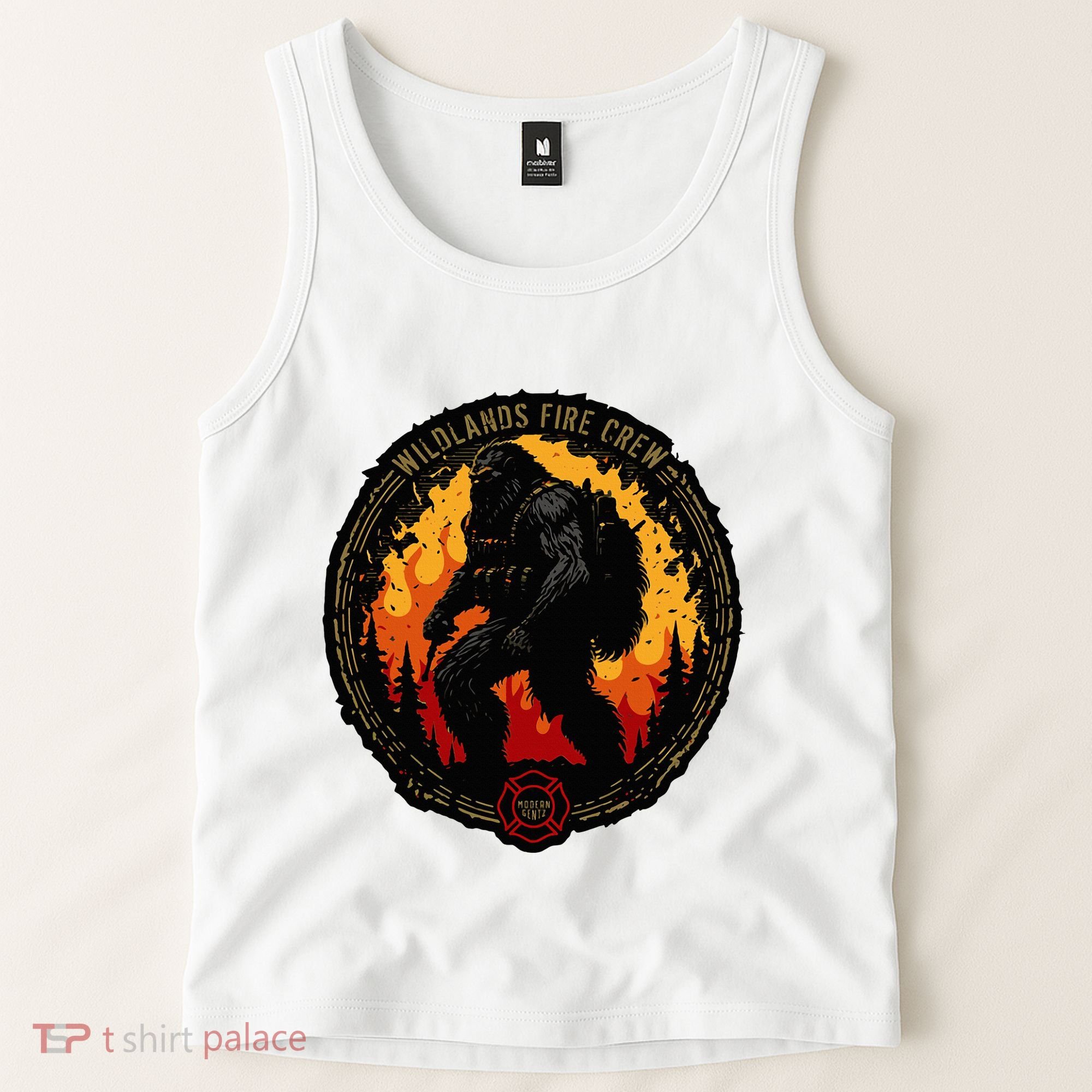Retro Bigfoot Wildland Firefighter Sasquatch Fireman Tank Top