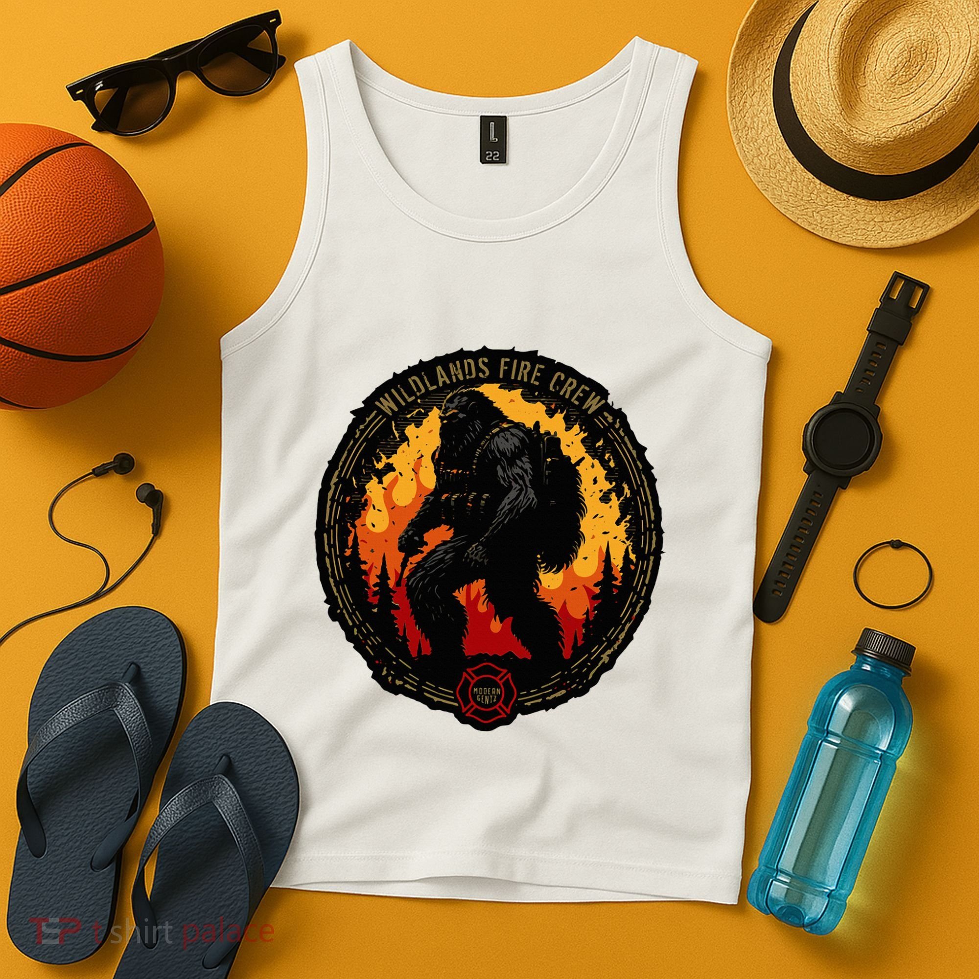 Retro Bigfoot Wildland Firefighter Sasquatch Fireman Tank Top