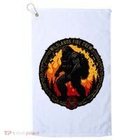 Retro Bigfoot Wildland Firefighter Sasquatch Fireman Golf Towel thumb 0