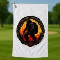 Retro Bigfoot Wildland Firefighter Sasquatch Fireman Golf Towel thumb 1