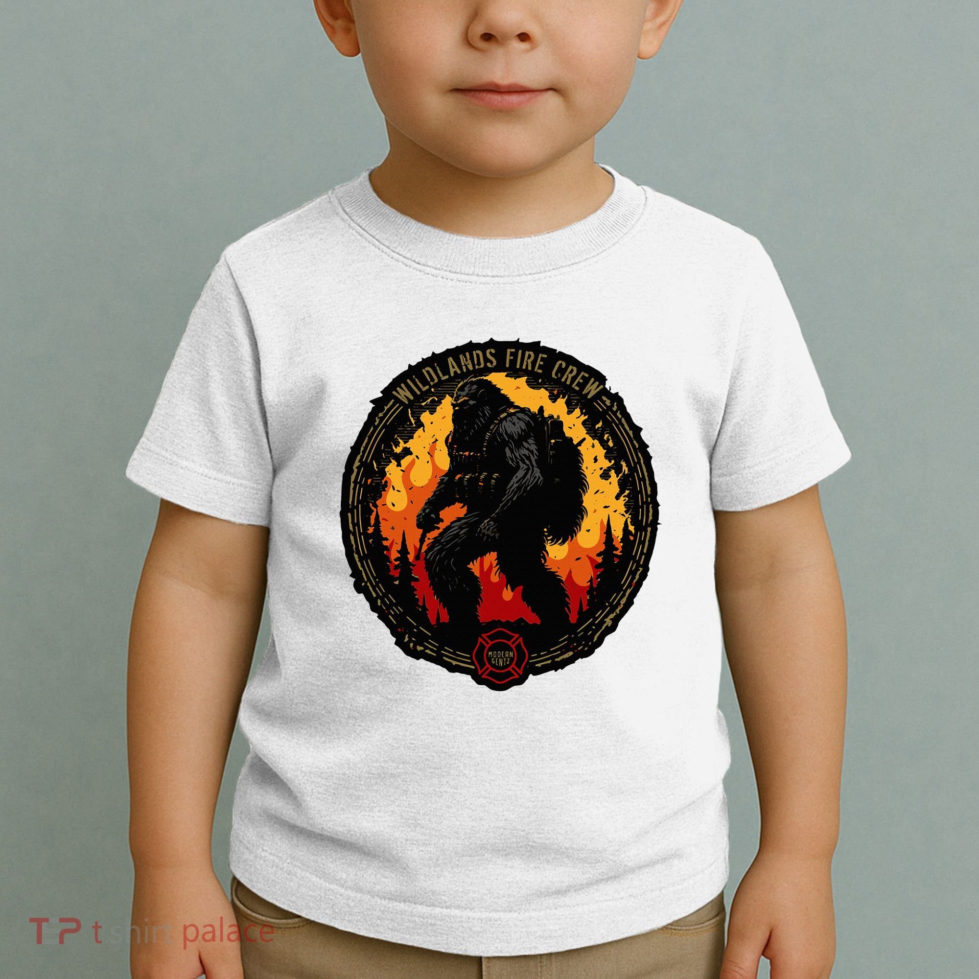 Retro Bigfoot Wildland Firefighter Sasquatch Fireman Toddler T-Shirt