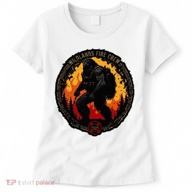Retro Bigfoot Wildland Firefighter Sasquatch Fireman Women's T-Shirt