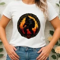 Retro Bigfoot Wildland Firefighter Sasquatch Fireman Women's T-Shirt thumb 2