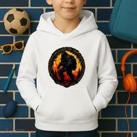 Retro Bigfoot Wildland Firefighter Sasquatch Fireman Kids Hoodie thumb 2