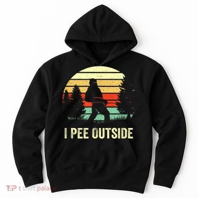Retro Bigfoot Yeti Silhouette I Pee Outside Sasquatch Hoodie