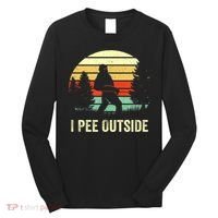Retro Bigfoot Yeti Silhouette I Pee Outside Sasquatch Long Sleeve Shirt thumb 0