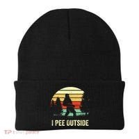 Retro Bigfoot Yeti Silhouette I Pee Outside Sasquatch Beanie thumb 0