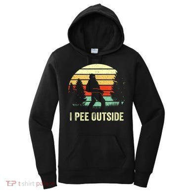 Retro Bigfoot Yeti Silhouette I Pee Outside Sasquatch Women's Hoodie