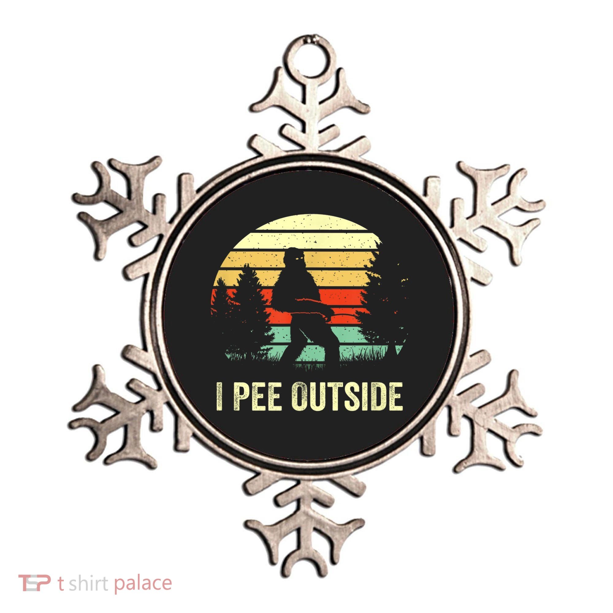 Retro Bigfoot Yeti Silhouette I Pee Outside Sasquatch Ornament