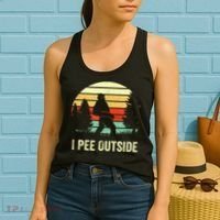 Retro Bigfoot Yeti Silhouette I Pee Outside Sasquatch Women's Tank Top thumb 2