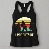 Retro Bigfoot Yeti Silhouette I Pee Outside Sasquatch Women's Tank Top thumb 3