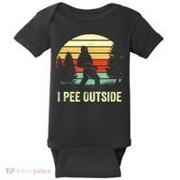 Retro Bigfoot Yeti Silhouette I Pee Outside Sasquatch Baby Bodysuit thumb 0
