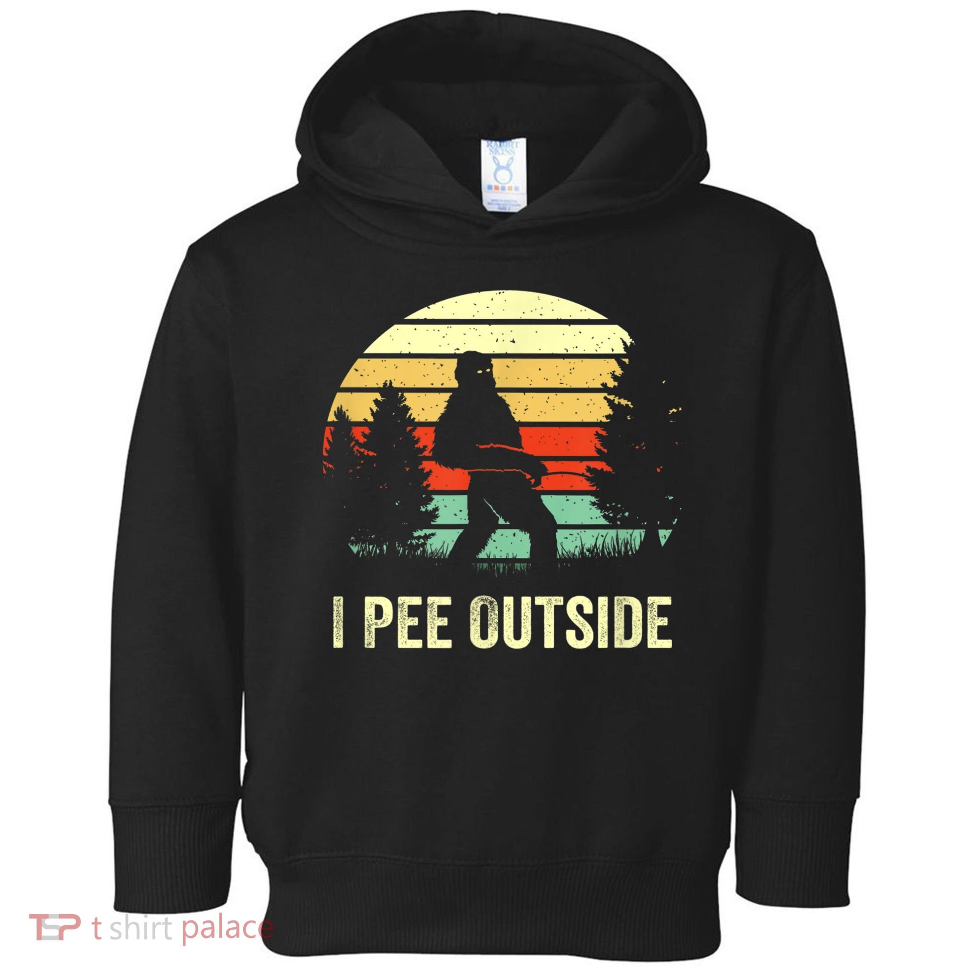 Retro Bigfoot Yeti Silhouette I Pee Outside Sasquatch Toddler Hoodie
