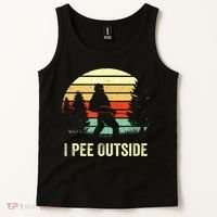 Retro Bigfoot Yeti Silhouette I Pee Outside Sasquatch Tank Top thumb 2