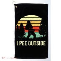 Retro Bigfoot Yeti Silhouette I Pee Outside Sasquatch Golf Towel thumb 0