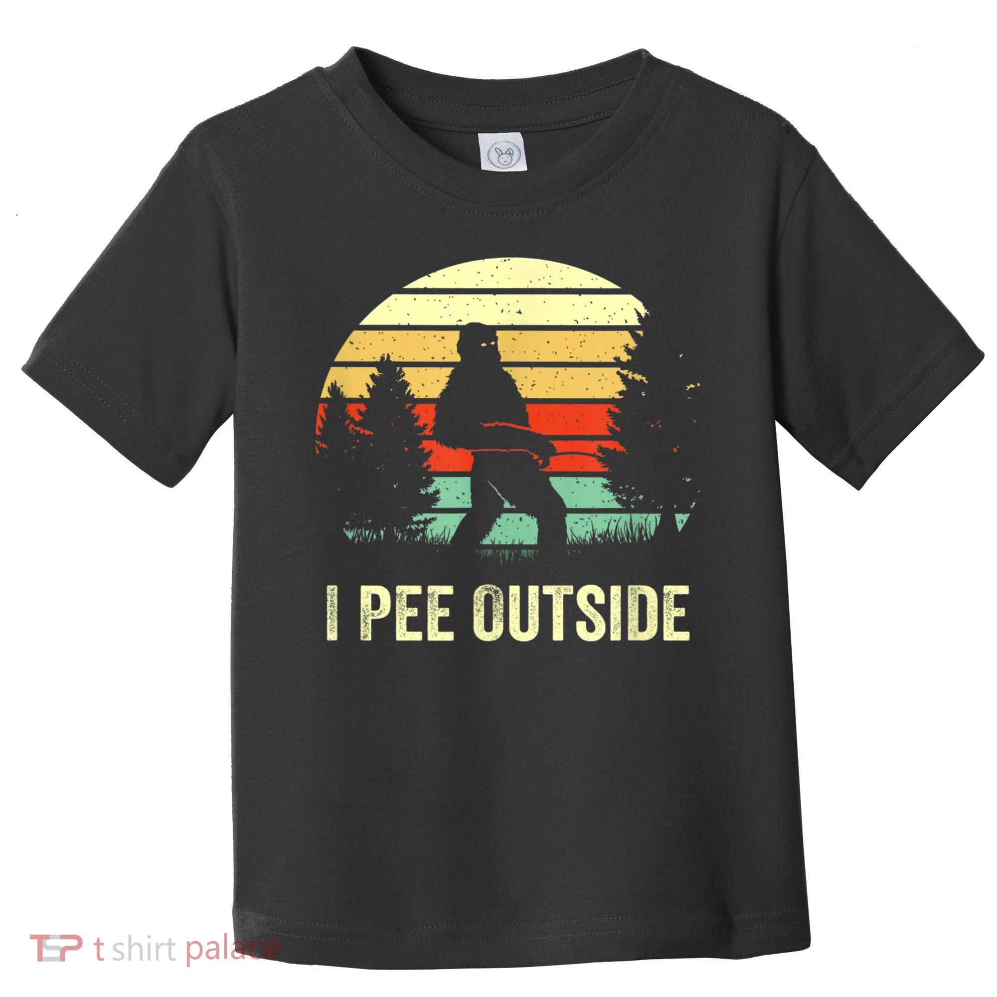 Retro Bigfoot Yeti Silhouette I Pee Outside Sasquatch Toddler T-Shirt