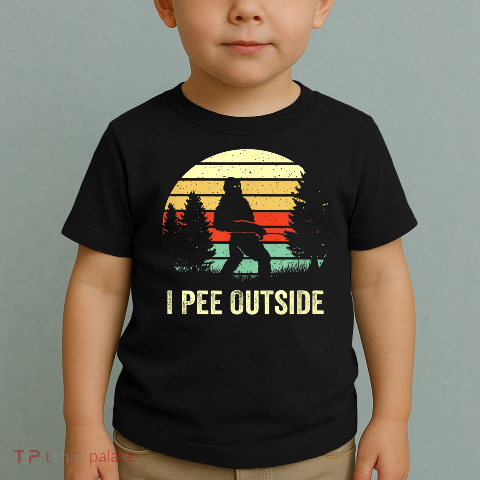 Retro Bigfoot Yeti Silhouette I Pee Outside Sasquatch Toddler T-Shirt