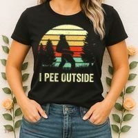 Retro Bigfoot Yeti Silhouette I Pee Outside Sasquatch Women's T-Shirt thumb 2