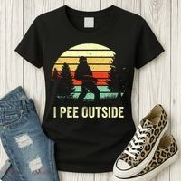 Retro Bigfoot Yeti Silhouette I Pee Outside Sasquatch Women's T-Shirt thumb 3