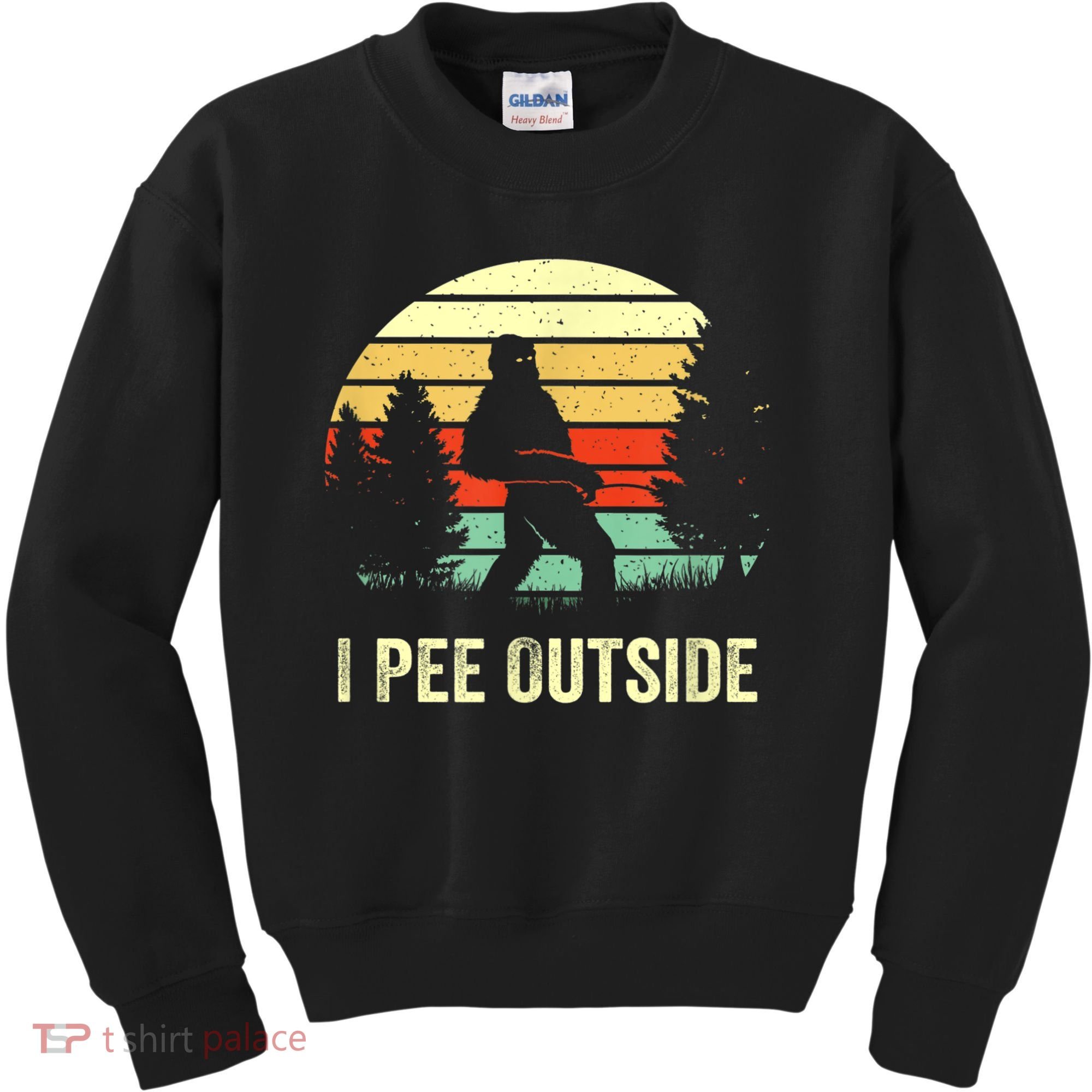 Retro Bigfoot Yeti Silhouette I Pee Outside Sasquatch Kids Sweatshirt