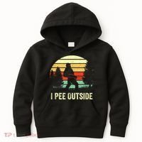 Retro Bigfoot Yeti Silhouette I Pee Outside Sasquatch Kids Hoodie thumb 0