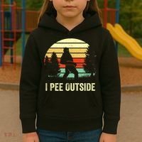 Retro Bigfoot Yeti Silhouette I Pee Outside Sasquatch Kids Hoodie thumb 3
