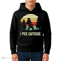 Retro Bigfoot Yeti Silhouette I Pee Outside Sasquatch Kids Hoodie thumb 4