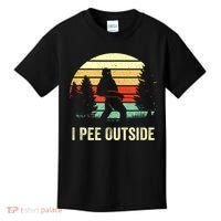 Retro Bigfoot Yeti Silhouette I Pee Outside Sasquatch Kids T-Shirt thumb 0