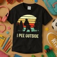 Retro Bigfoot Yeti Silhouette I Pee Outside Sasquatch Kids T-Shirt thumb 3