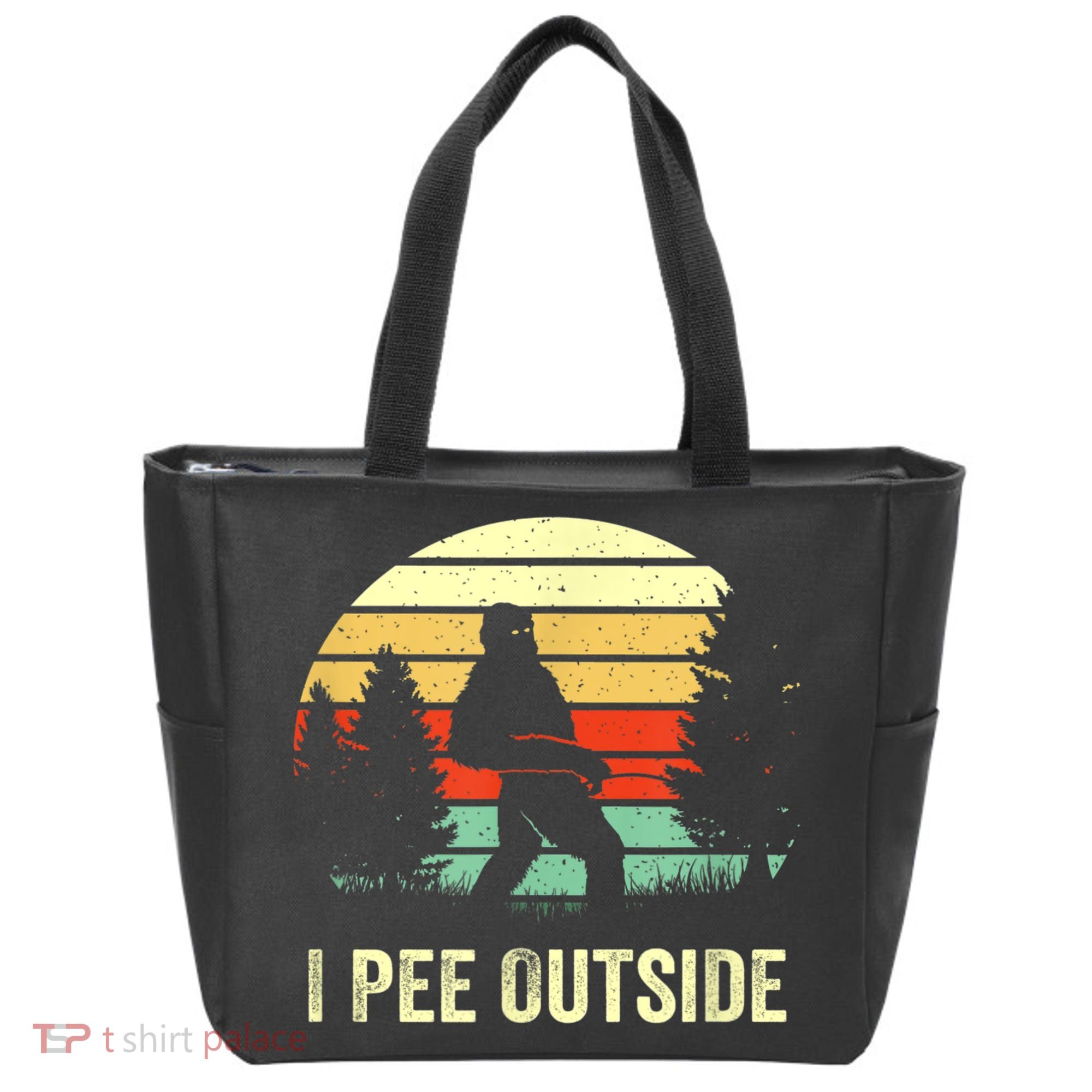 Retro Bigfoot Yeti Silhouette I Pee Outside Sasquatch Tote Bag