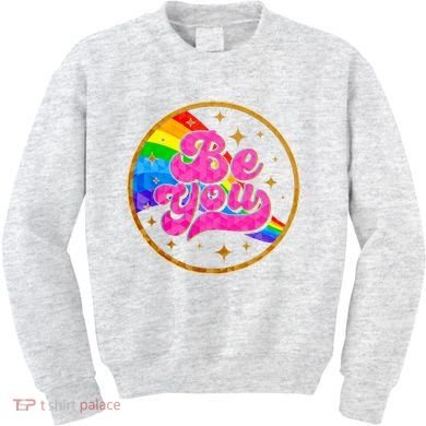 Retro Be You Rainbow Emblem Kids Sweatshirt
