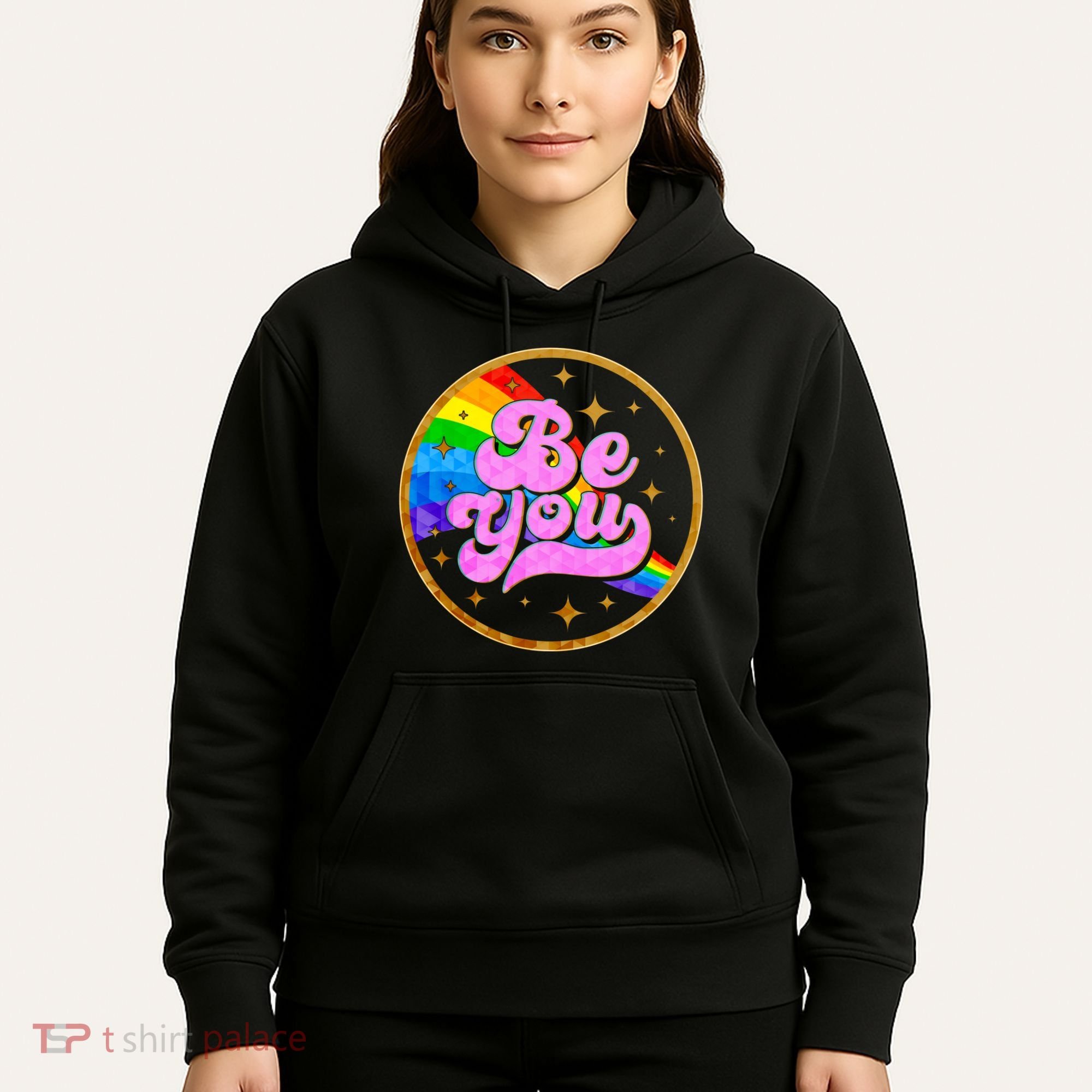 Retro Be You Rainbow Emblem Hoodie