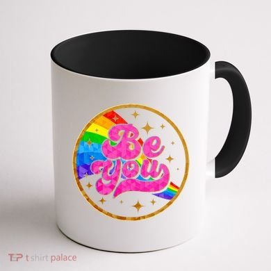 Retro Be You Rainbow Emblem Coffee Mug back