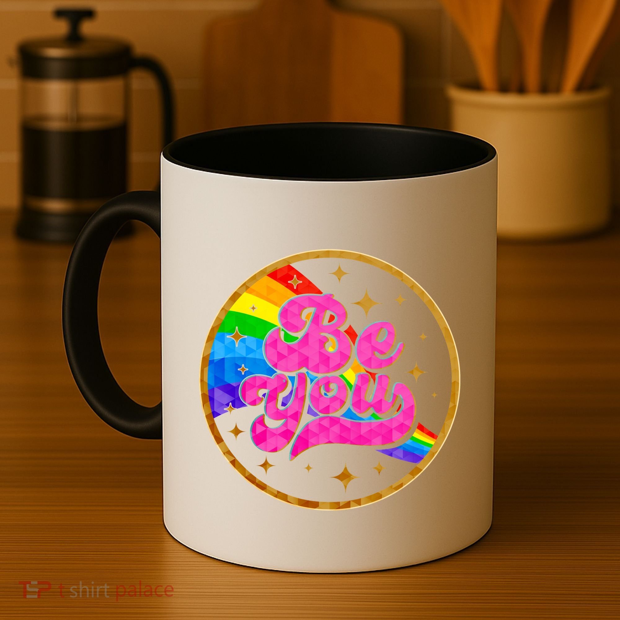 Retro Be You Rainbow Emblem Coffee Mug