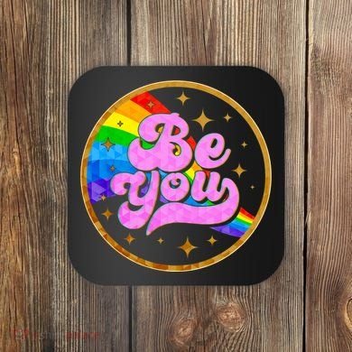 Retro Be You Rainbow Emblem Coaster