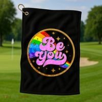 Retro Be You Rainbow Emblem Golf Towel thumb 1