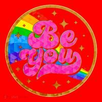 Retro Be You Rainbow Emblem Santa Hat thumb 1