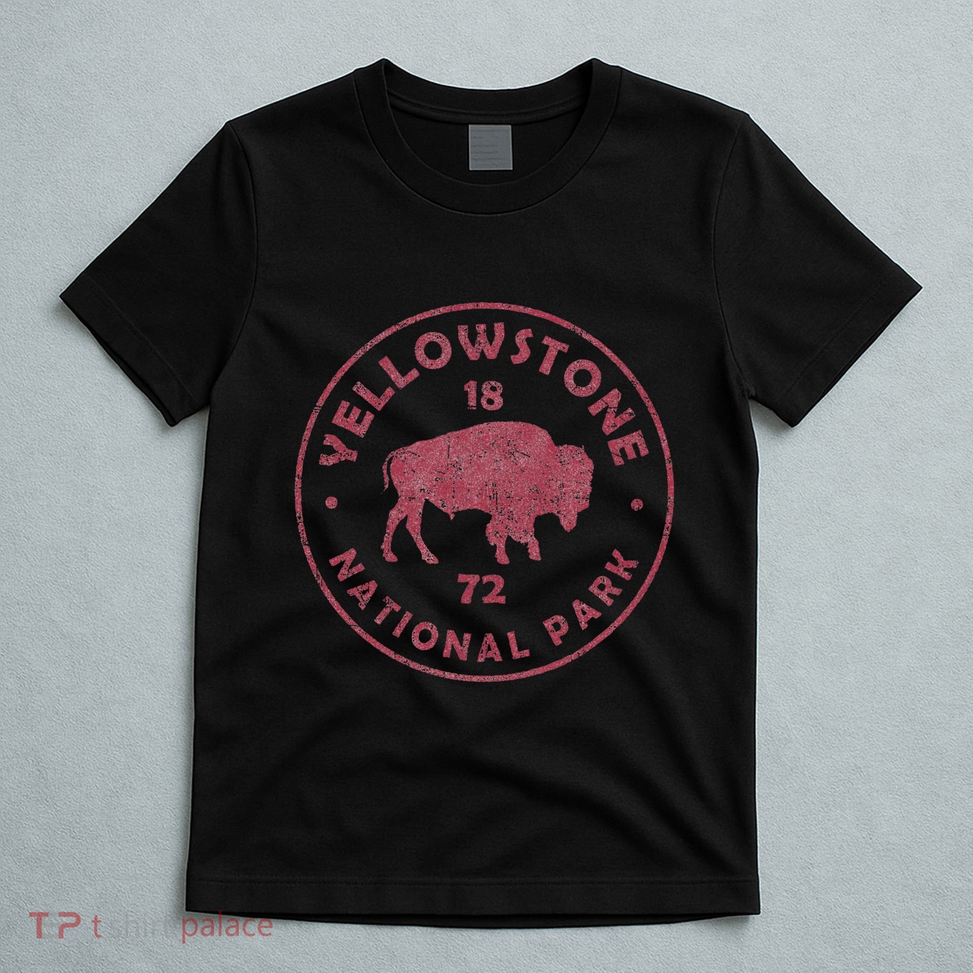Retro Bison Yellowstone National Park 1872 Hiking Souvenir T-Shirt