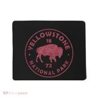 Retro Bison Yellowstone National Park 1872 Hiking Souvenir Mousepad thumb 0