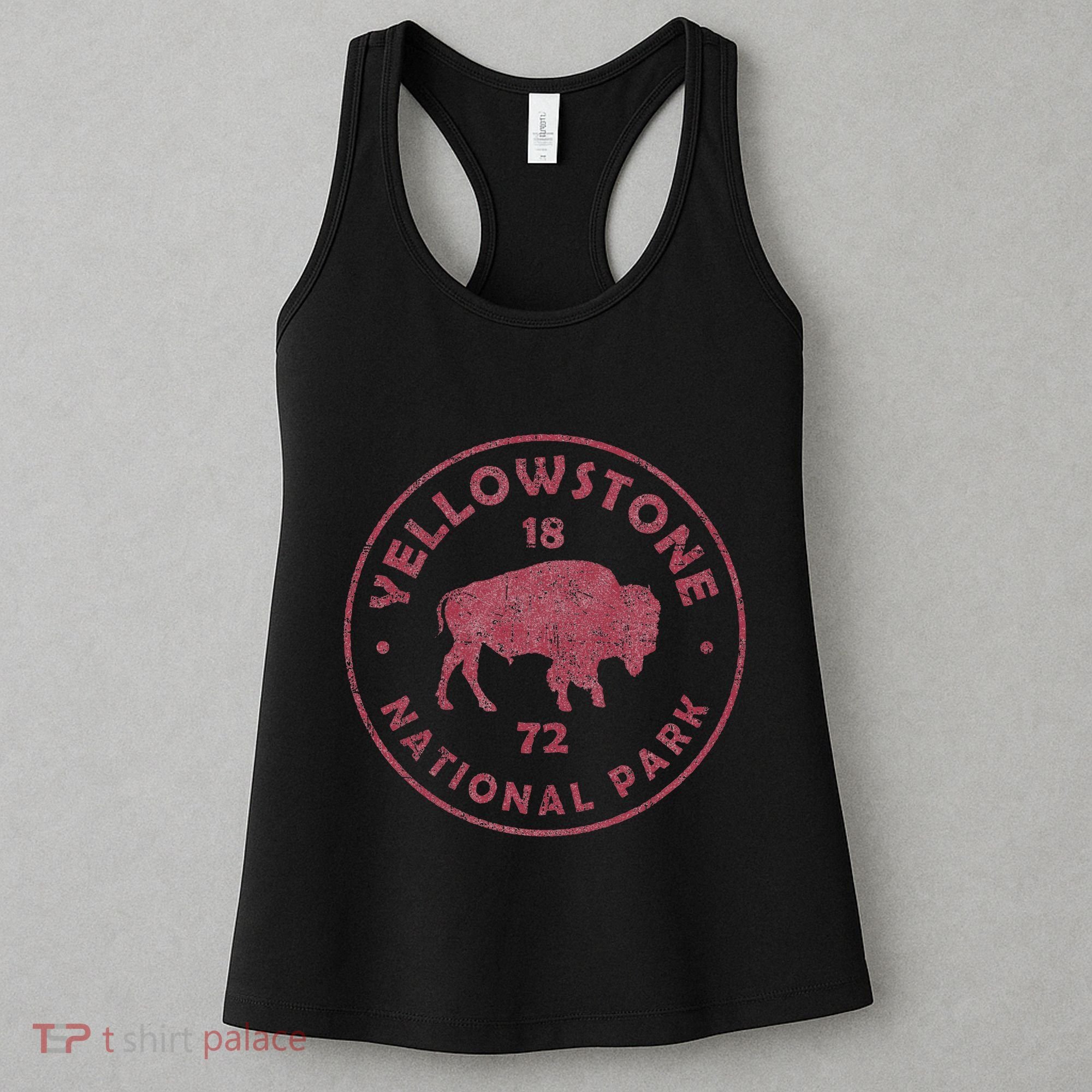 Retro Bison Yellowstone National Park 1872 Hiking Souvenir Women's Tank Top