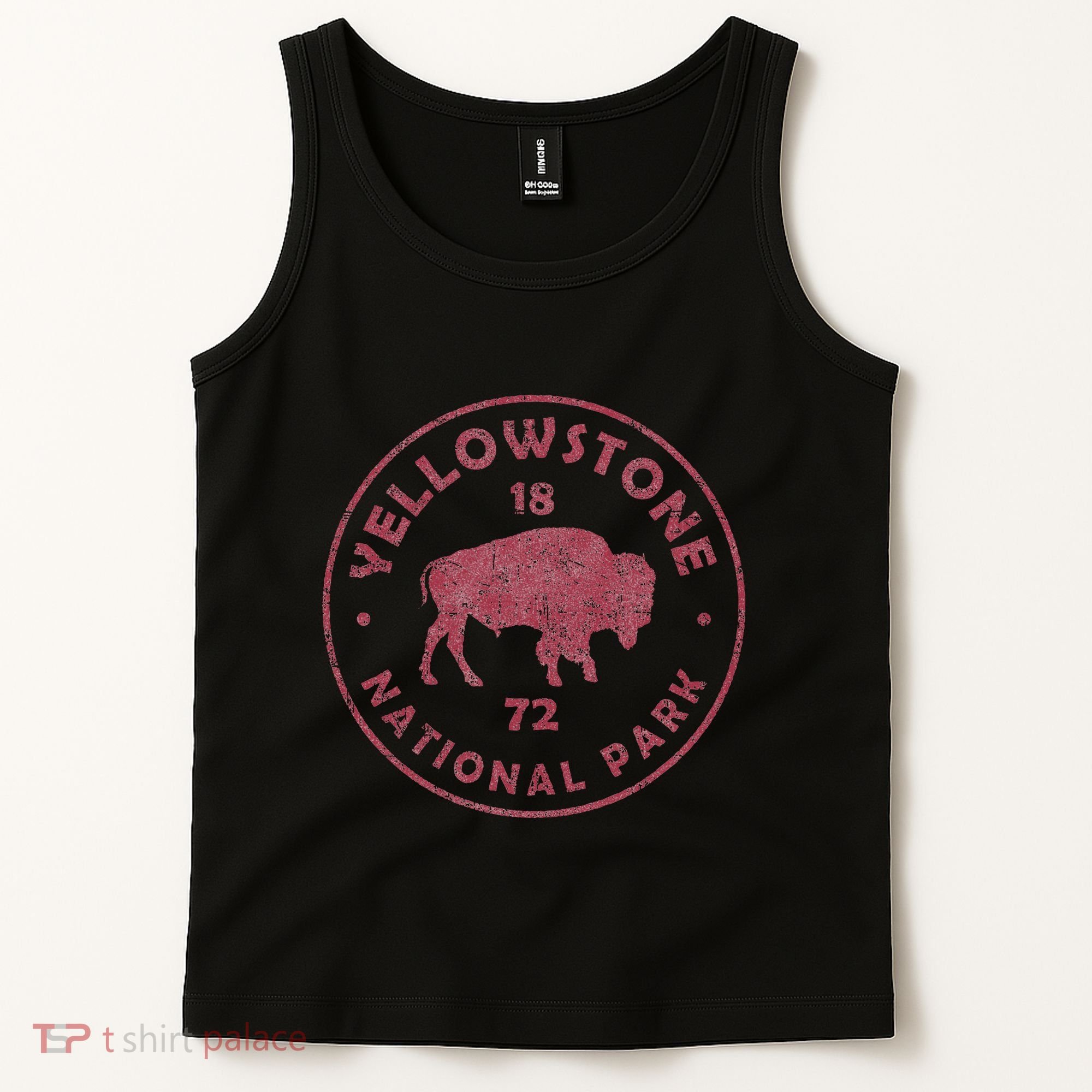 Retro Bison Yellowstone National Park 1872 Hiking Souvenir Tank Top