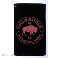 Retro Bison Yellowstone National Park 1872 Hiking Souvenir Golf Towel thumb 0