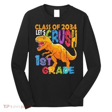 Ready Crush 1st Grade Dinosaur First Back To School Boy Long Sleeve Shirt