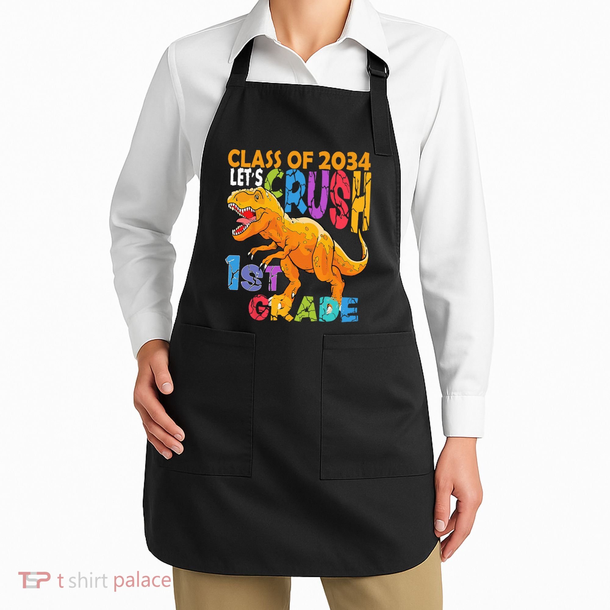 Ready Crush 1st Grade Dinosaur First Back To School Boy Apron