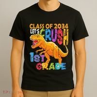 Ready Crush 1st Grade Dinosaur First Back To School Boy T-Shirt thumb 3