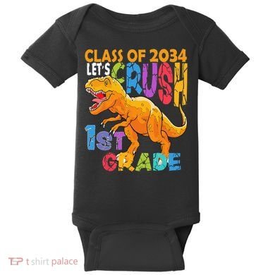 Ready Crush 1st Grade Dinosaur First Back To School Boy Baby Bodysuit